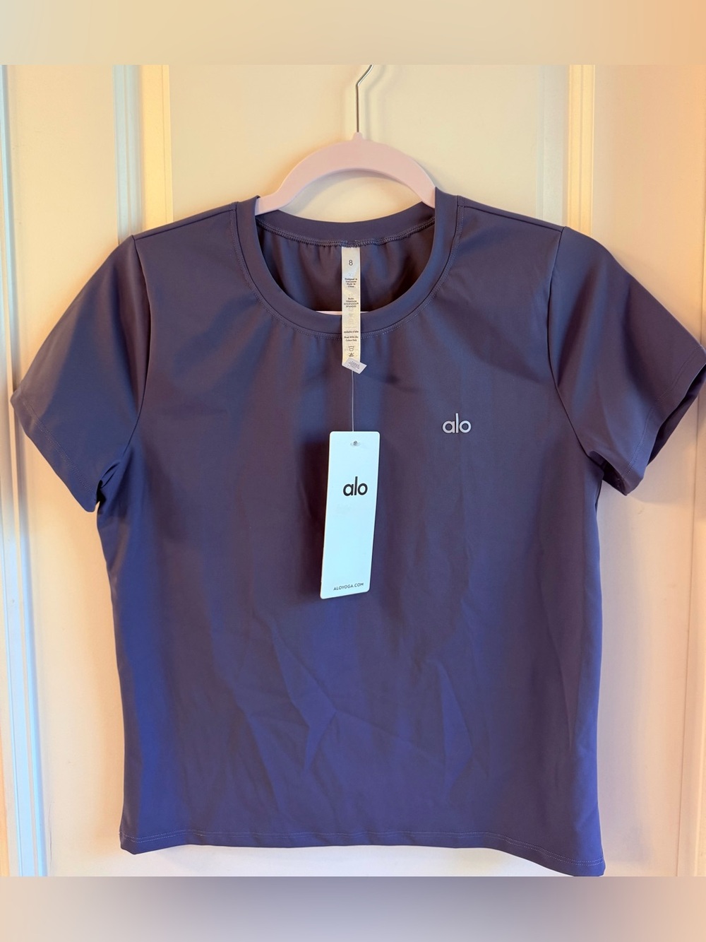 ALO Yoga Slate Purple Short Sleeve Crew Tee